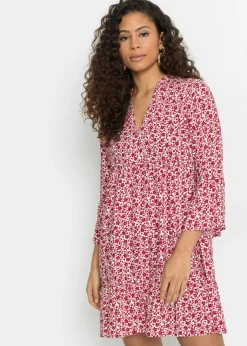 Minivestido de viscosa fluida con volantes