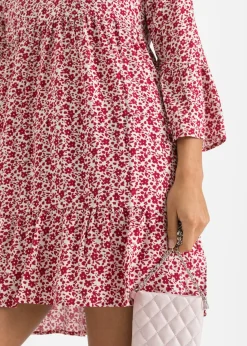 Minivestido de viscosa fluida con volantes