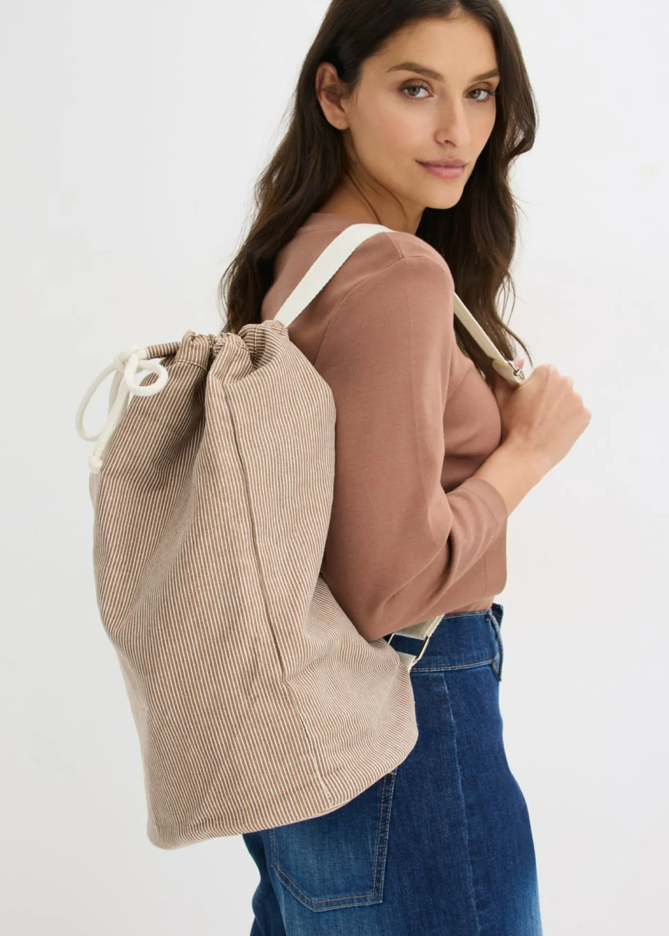 Mochila de lona con rayas