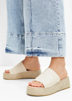 Mules de plataforma con aspecto de rafia