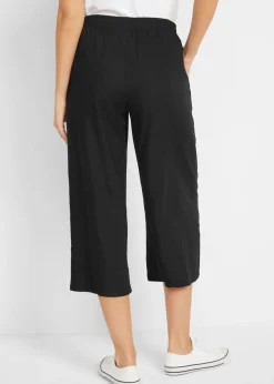Pantalón 3/4 con cintura cómoda, de viscosa