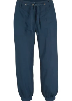 Pantalón 3/4 en mezcla de algodón y lino