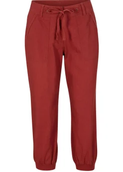 Pantalón 3/4 en mezcla de algodón y lino