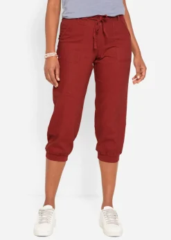 Pantalón 3/4 en mezcla de algodón y lino