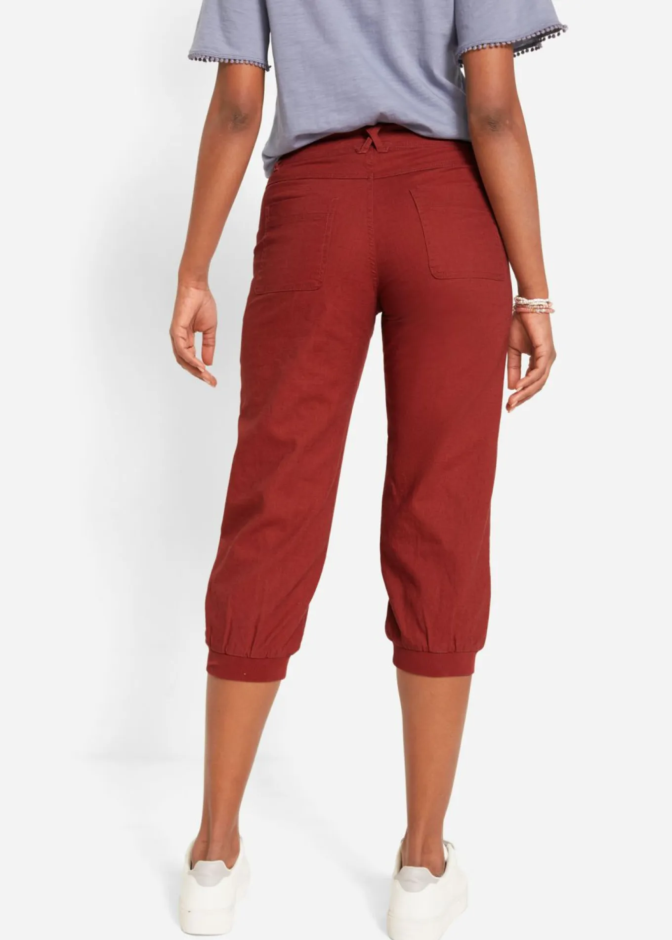 Pantalón 3/4 en mezcla de algodón y lino