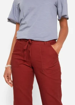 Pantalón 3/4 en mezcla de algodón y lino