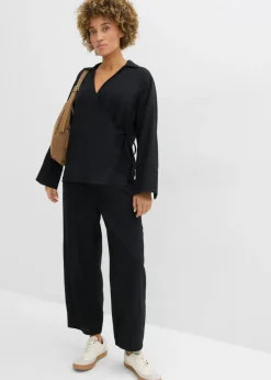 Pantalón acampanado de mezcla de lino ligero