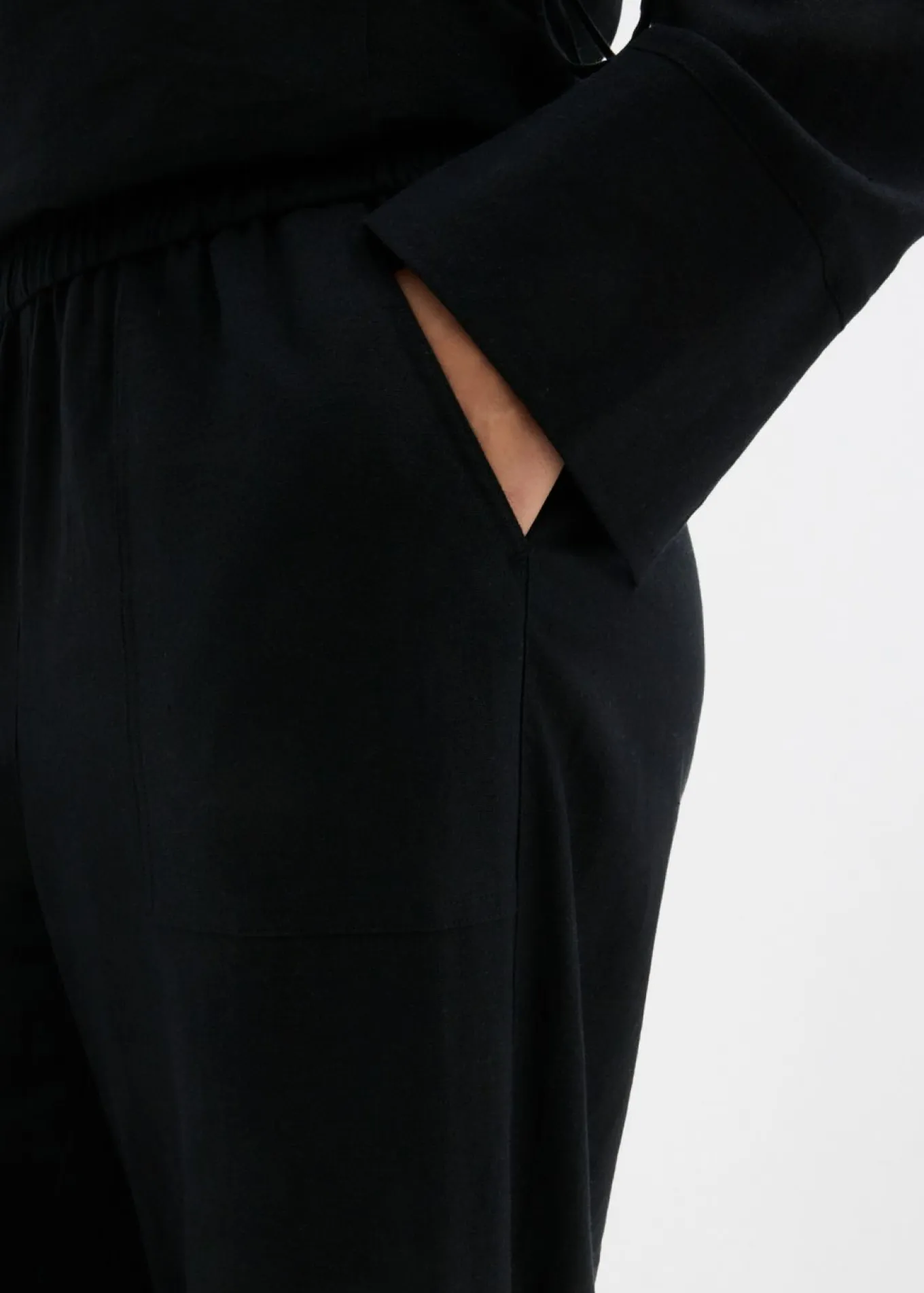 Pantalón acampanado de mezcla de lino ligero