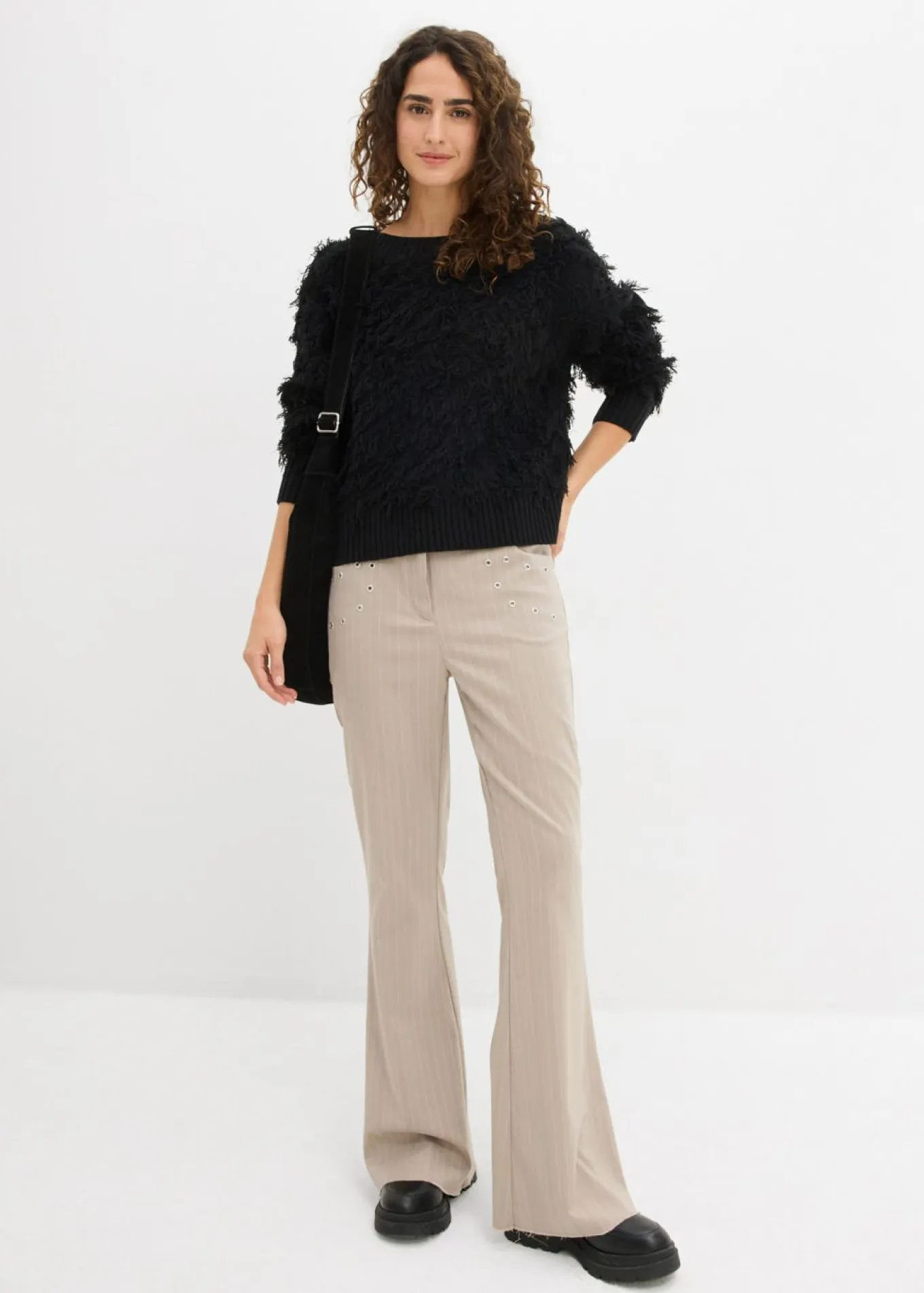 Pantalón acampanado de mezcla de viscosa fluida