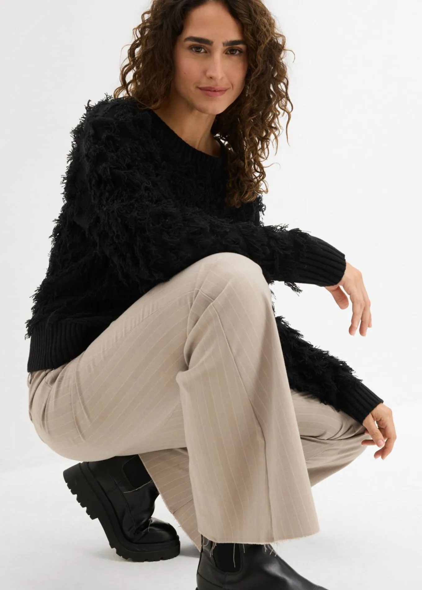Pantalón acampanado de mezcla de viscosa fluida