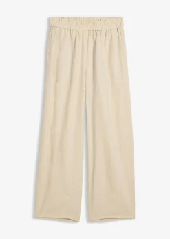 Pantalón acampanado de mezcla de lino ligero