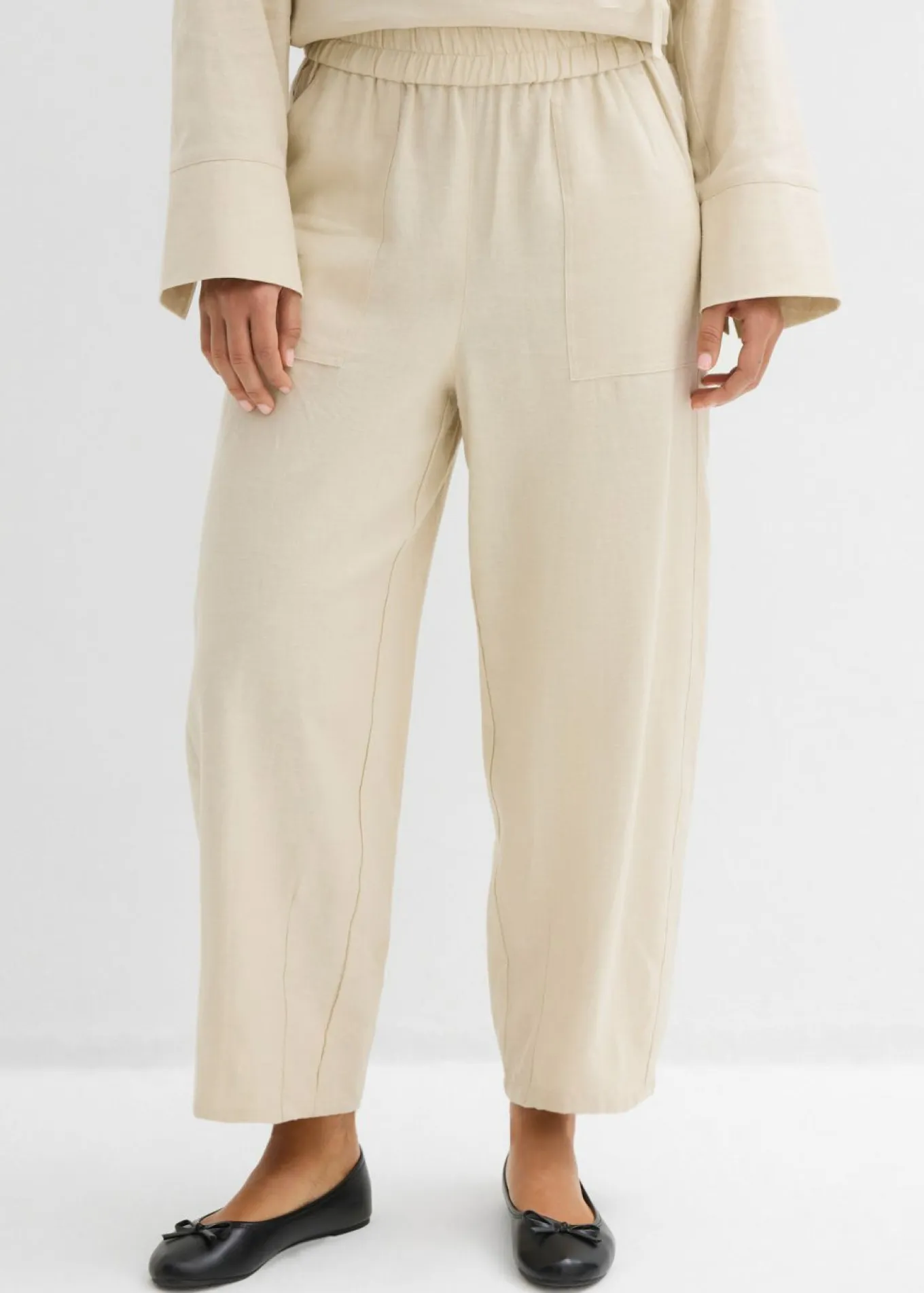 Pantalón acampanado de mezcla de lino ligero