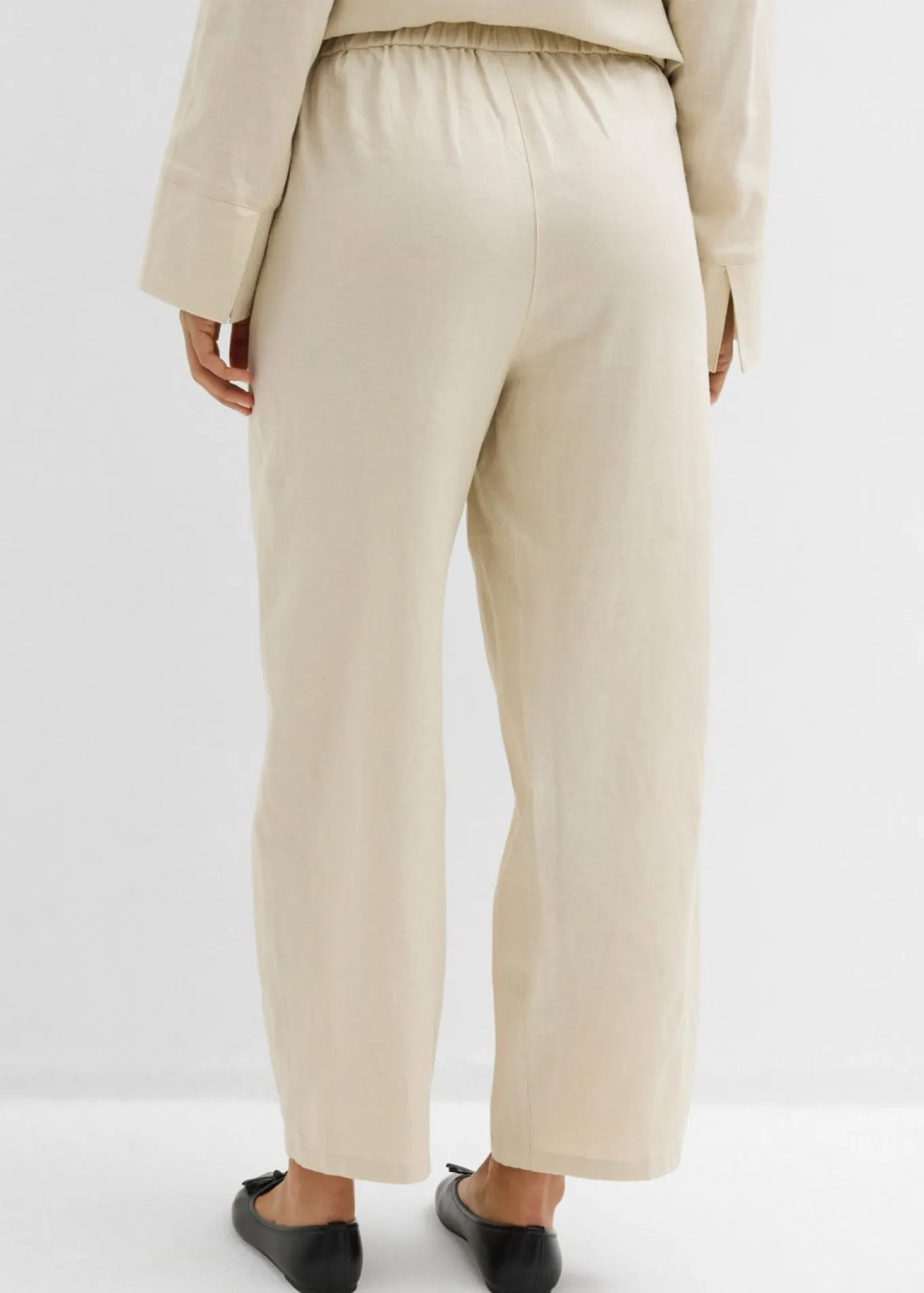 Pantalón acampanado de mezcla de lino ligero