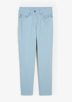 Pantalón acortado de sarga con aspecto desgastado