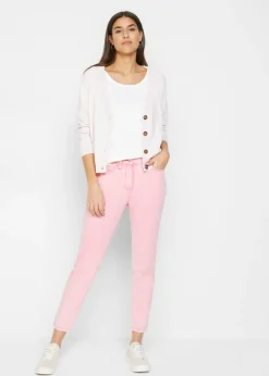Pantalón acortado de sarga con aspecto desgastado