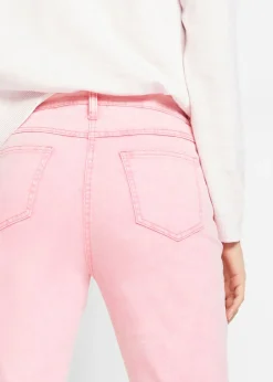 Pantalón acortado de sarga con aspecto desgastado