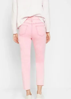 Pantalón acortado de sarga con aspecto desgastado