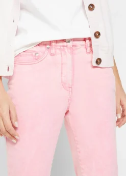Pantalón acortado de sarga con aspecto desgastado