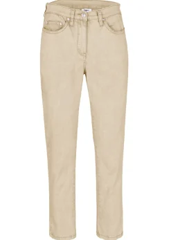 Pantalón acortado de sarga con aspecto desgastado