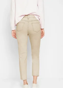 Pantalón acortado de sarga con aspecto desgastado