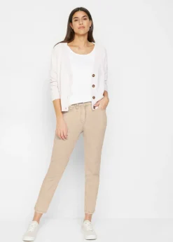 Pantalón acortado de sarga con aspecto desgastado