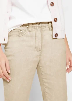 Pantalón acortado de sarga con aspecto desgastado