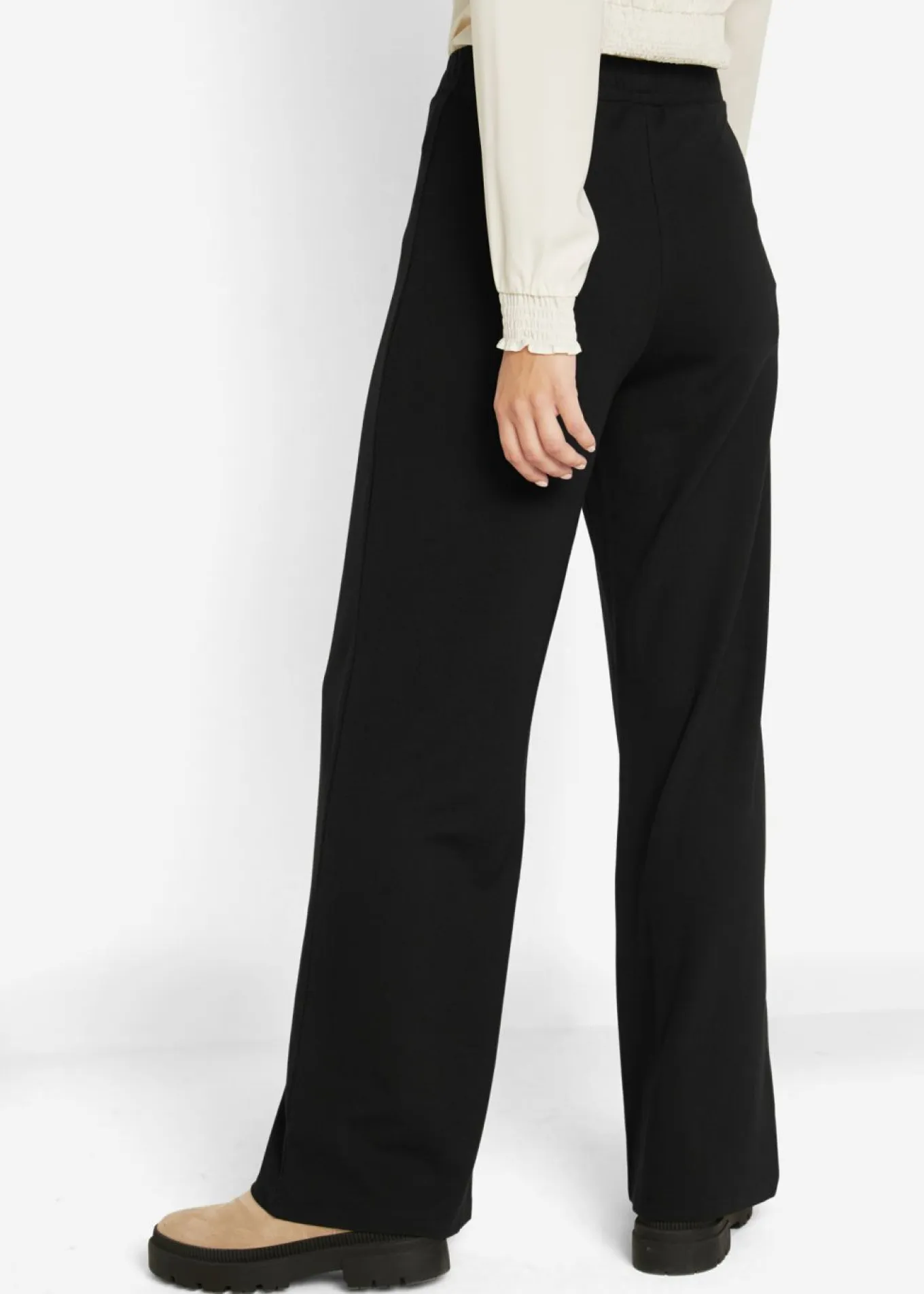 Pantalón ancho con cinturilla elástica de mezcla de viscosa
