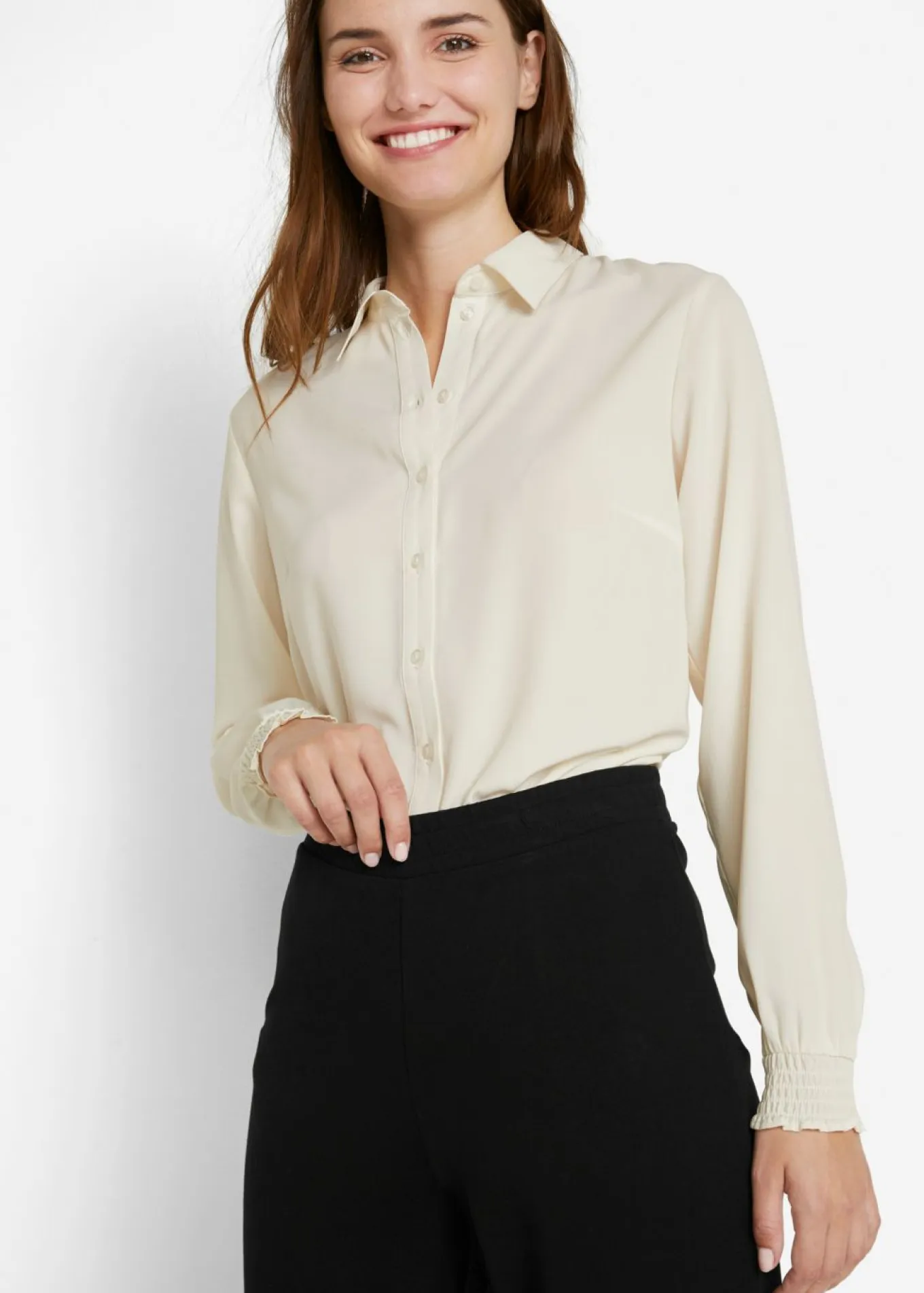 Pantalón ancho con cinturilla elástica de mezcla de viscosa