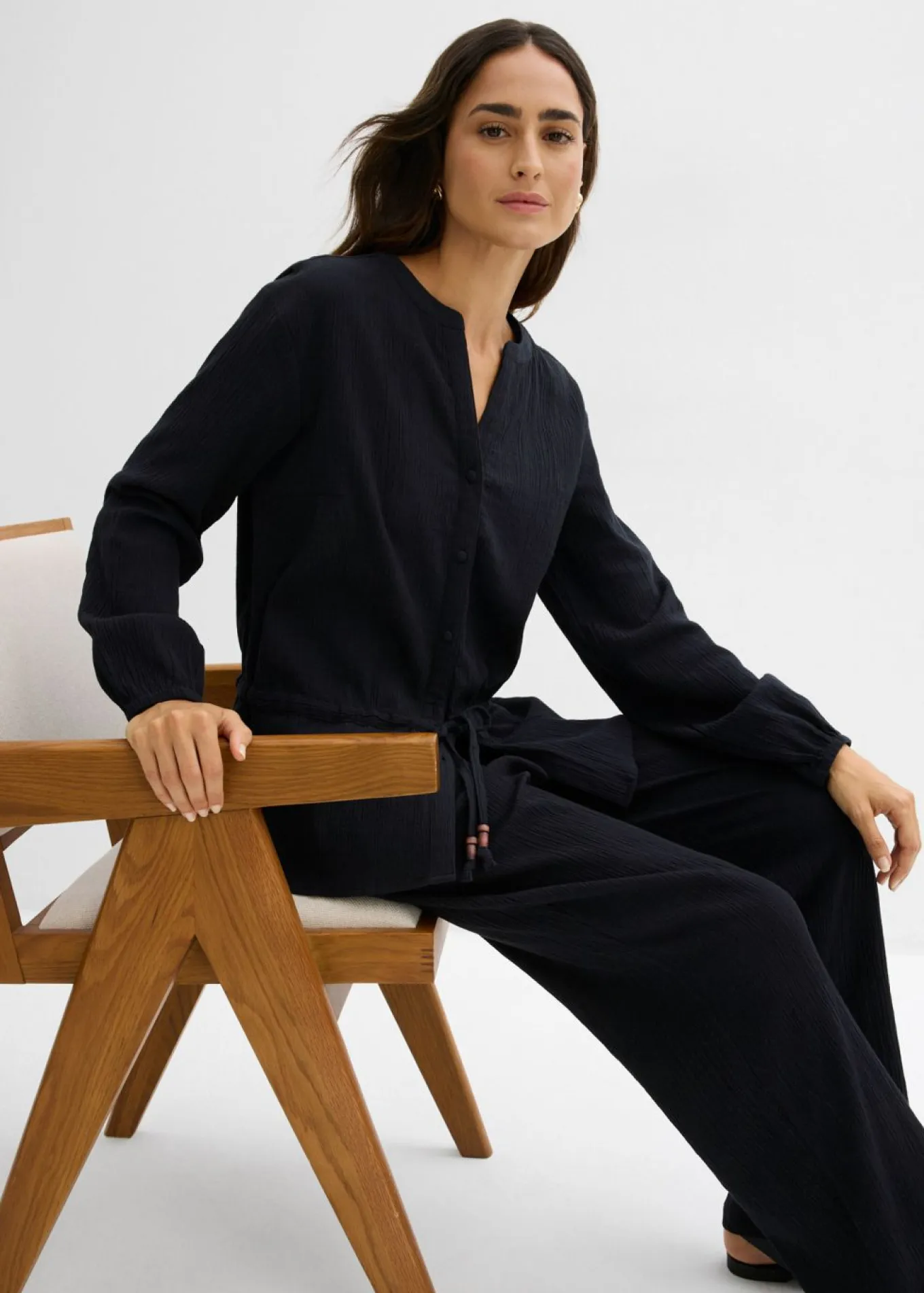 Pantalón ancho con efecto estructurado