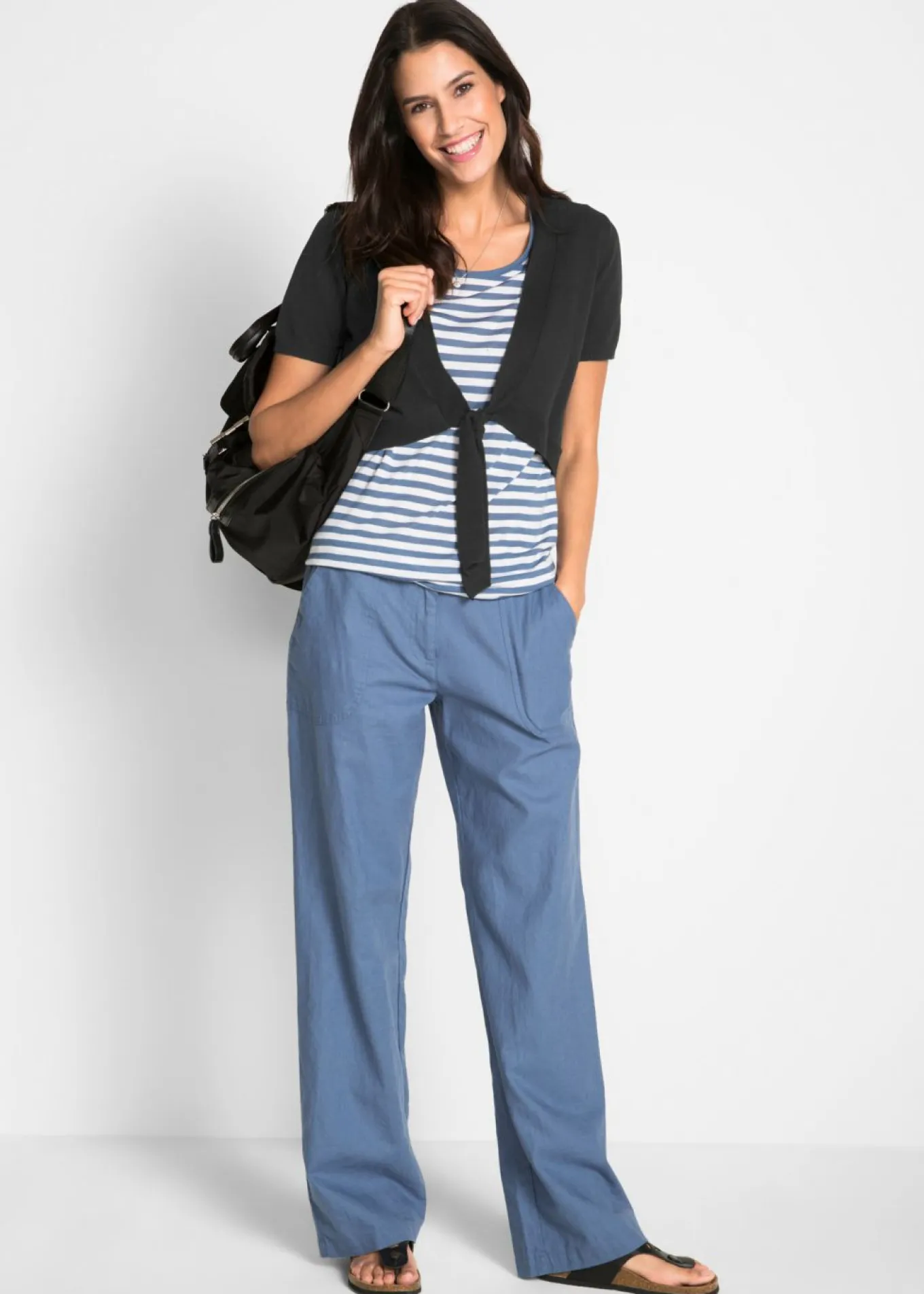 Pantalón ancho con lino