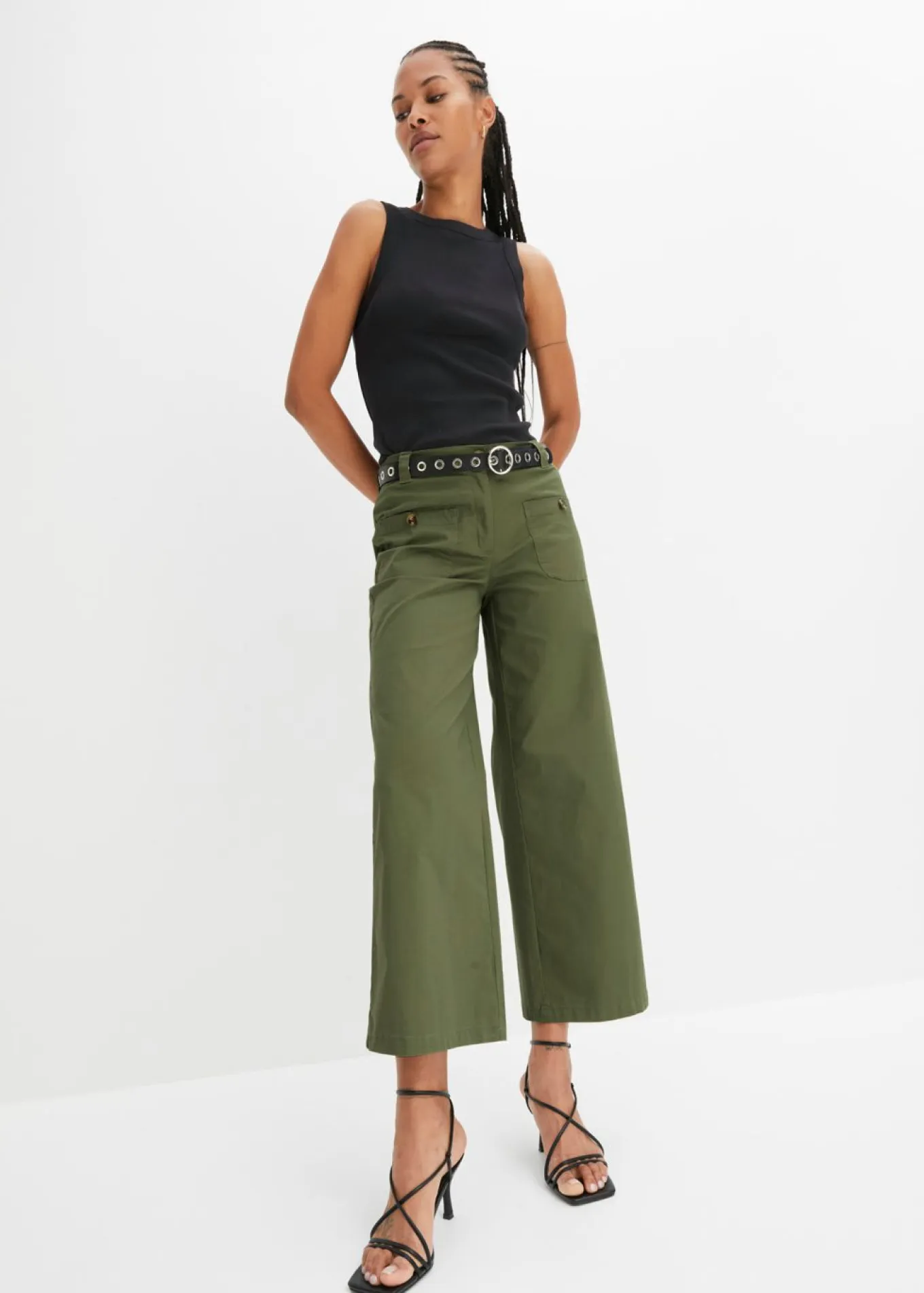 Pantalón ancho de cinturilla cómoda y talle alto