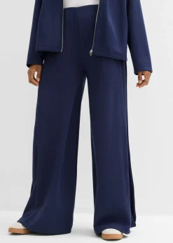 Pantalón ancho de mezcla de modal con pliegue lateral