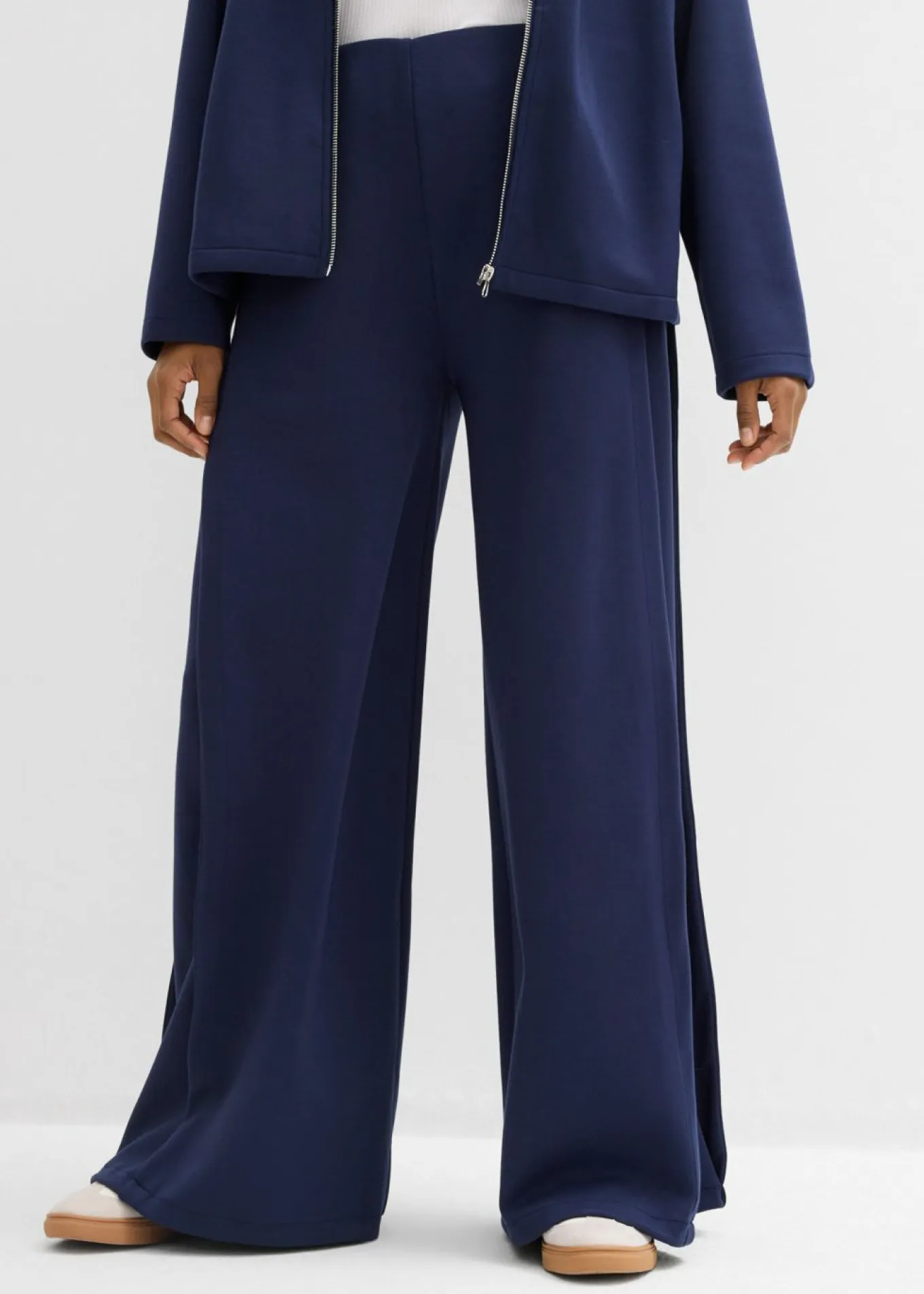 Pantalón ancho de mezcla de modal con pliegue lateral