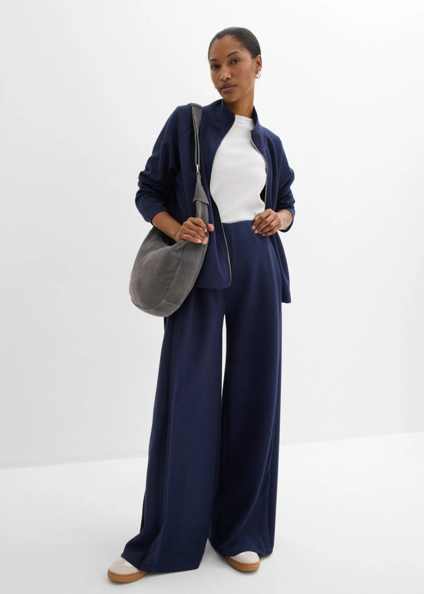 Pantalón ancho de mezcla de modal con pliegue lateral