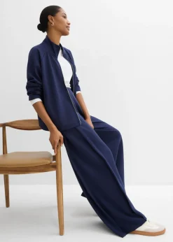 Pantalón ancho de mezcla de modal con pliegue lateral