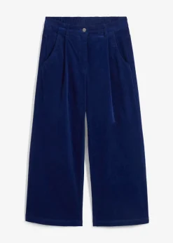 Pantalón ancho de pana elástica con cintura cómoda high waist, largo 7/8