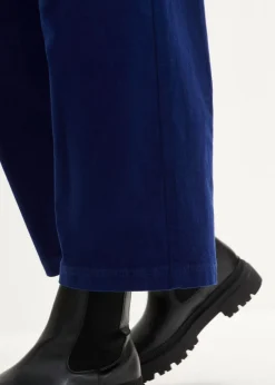 Pantalón ancho de pana elástica con cintura cómoda high waist, largo 7/8