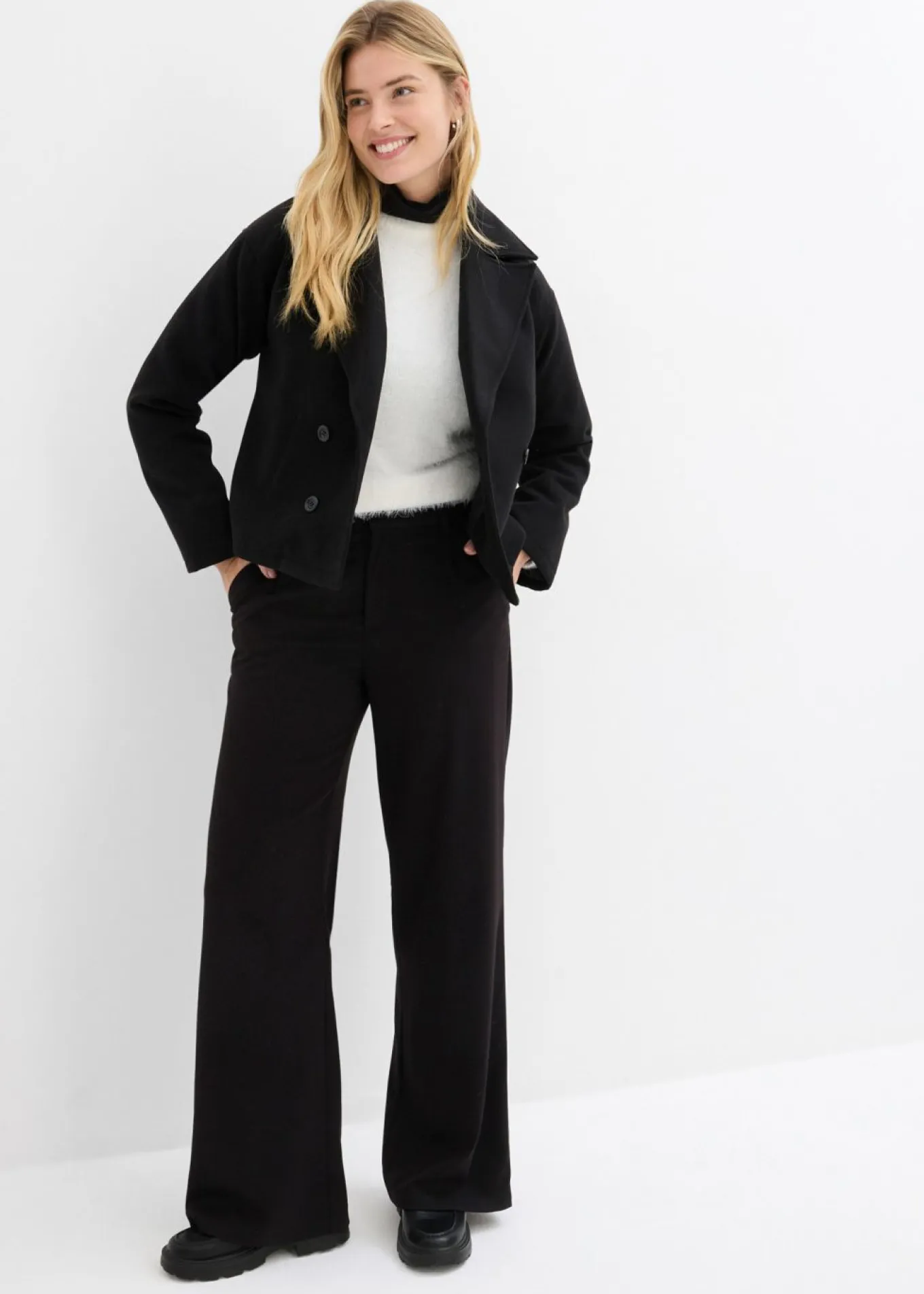 Pantalón ancho de pliegues de mezcla de viscosa