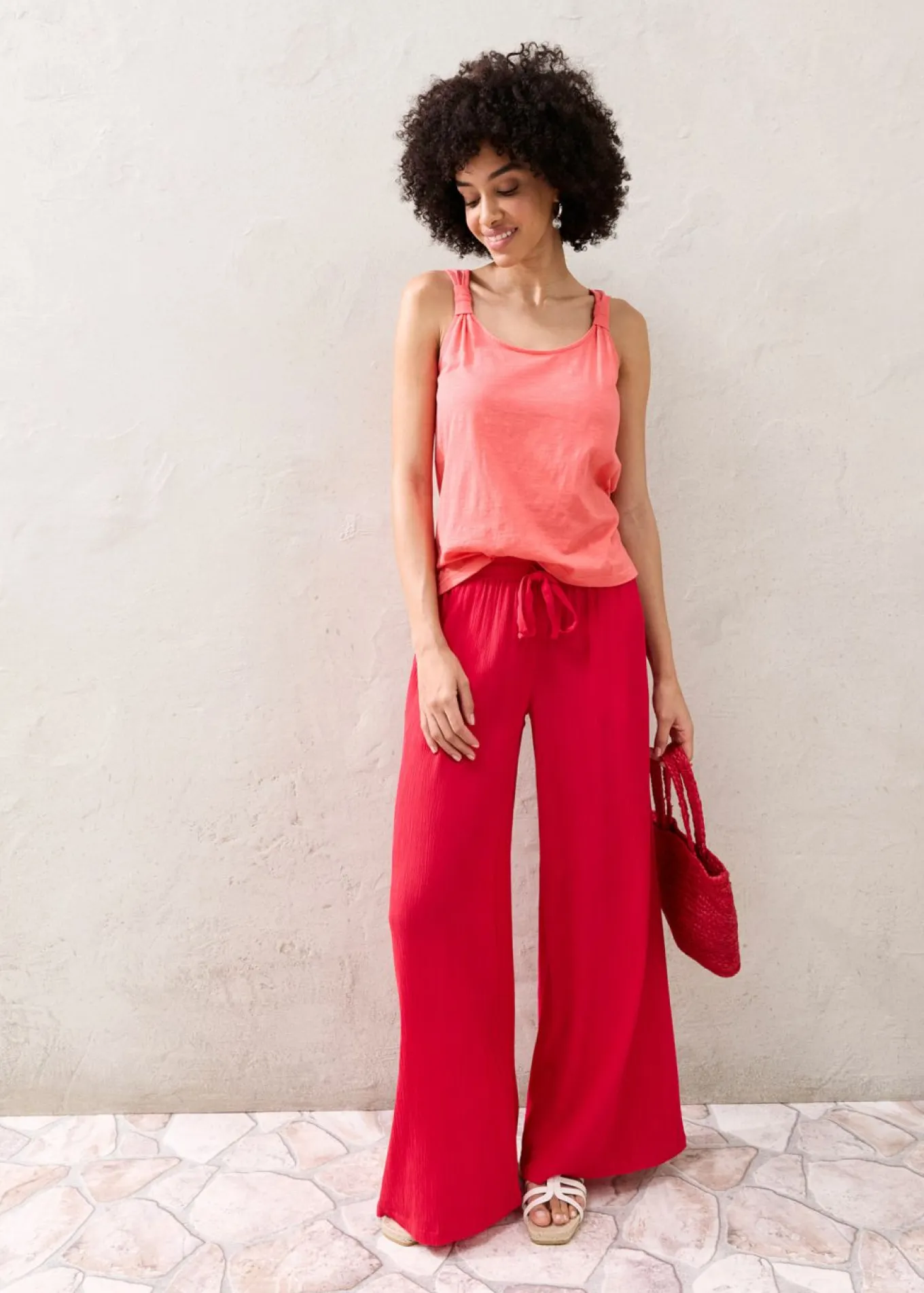Pantalón ancho de viscosa fina