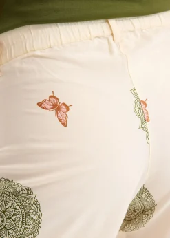 Pantalón ancho de viscosa con estampado en el borde