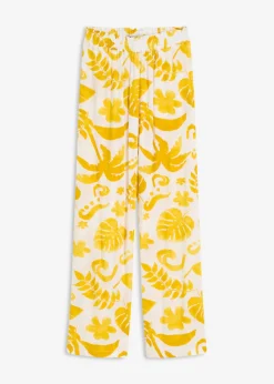 Pantalón ancho estampado de viscosa estructurada