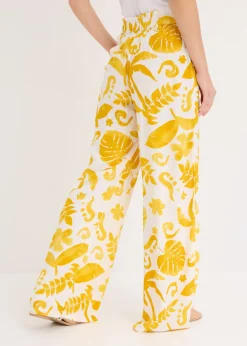 Pantalón ancho estampado de viscosa estructurada