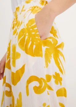 Pantalón ancho estampado de viscosa estructurada