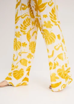 Pantalón ancho estampado de viscosa estructurada