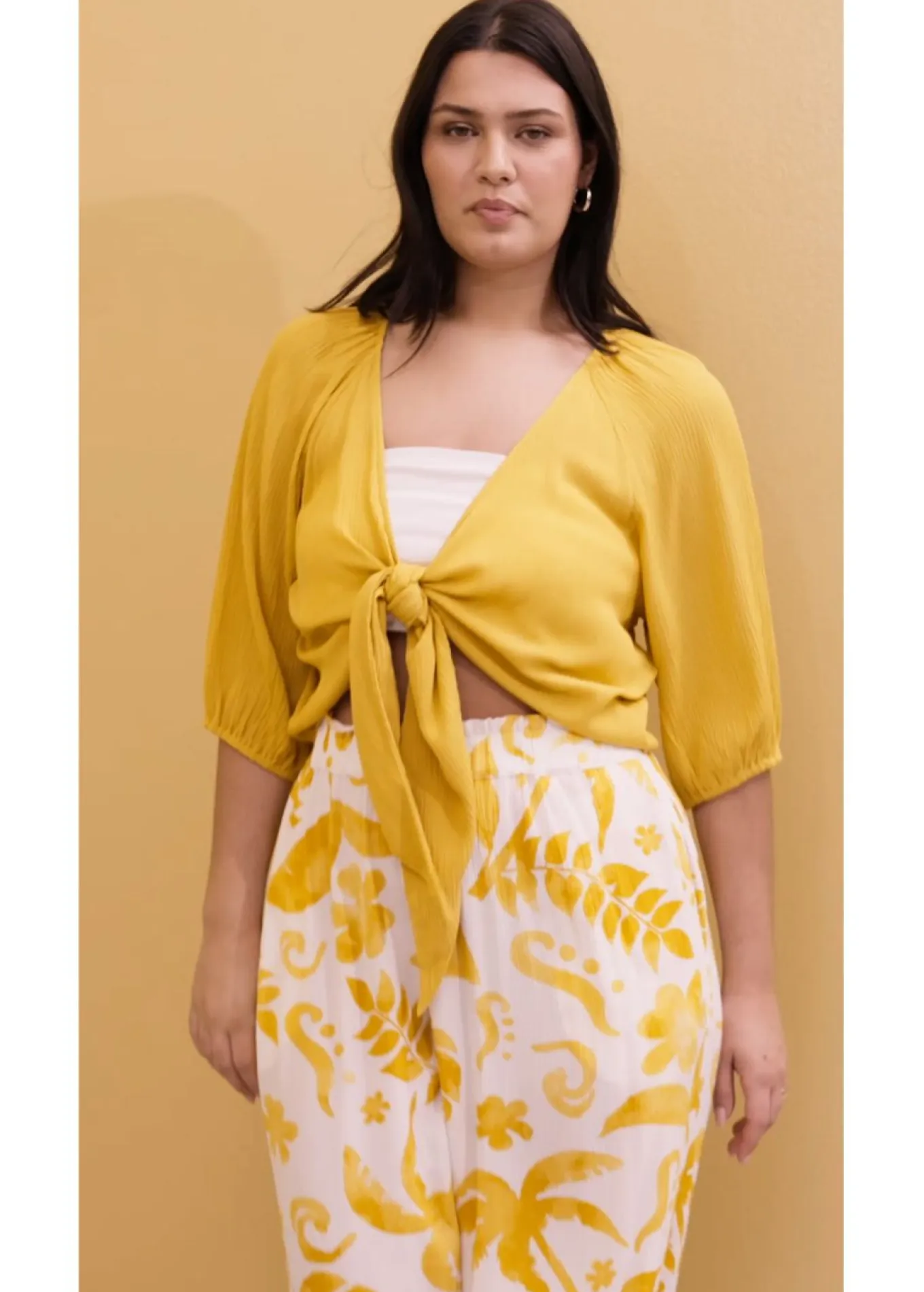 Pantalón ancho estampado de viscosa estructurada