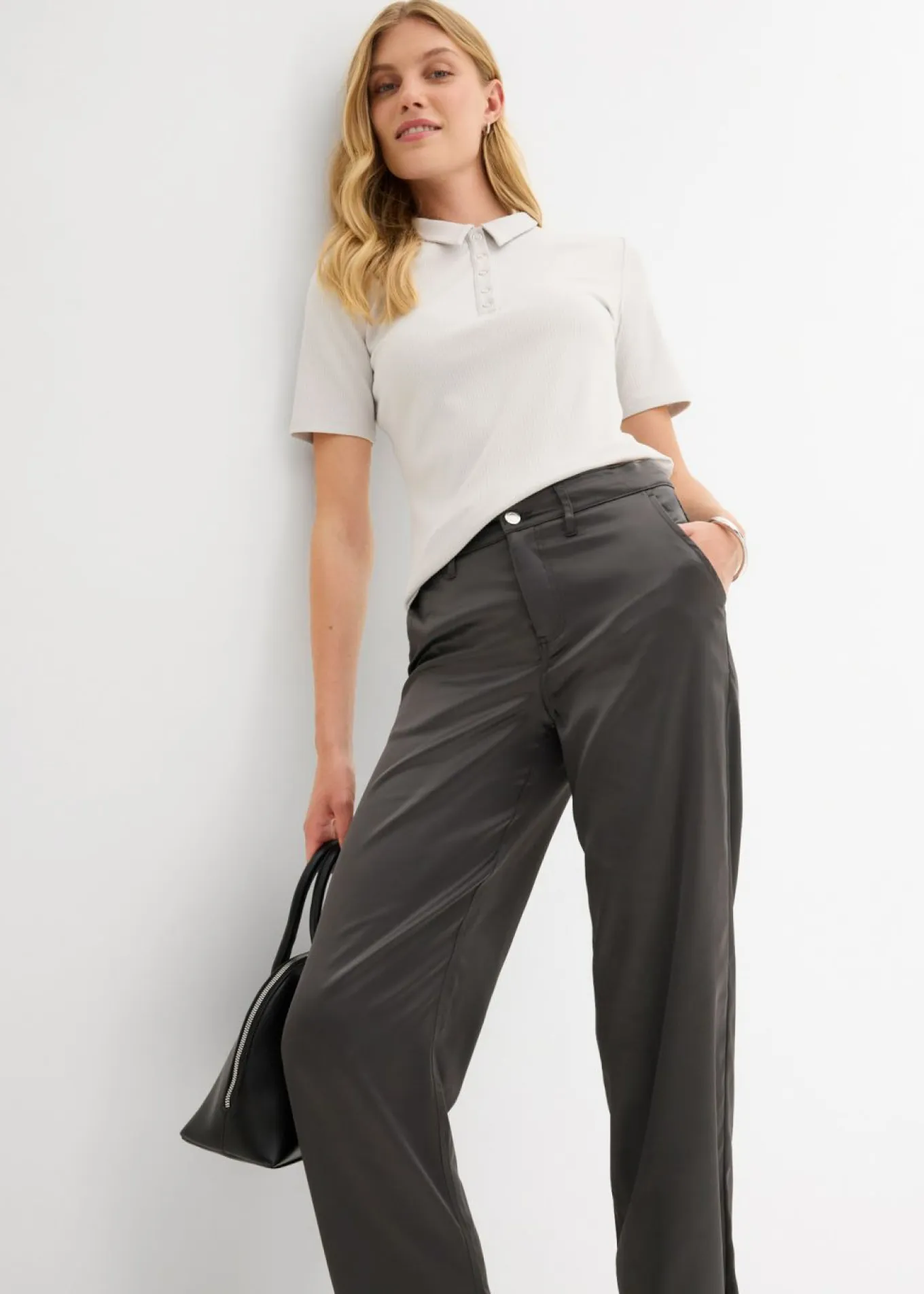 Pantalón barrel con satén fluido
