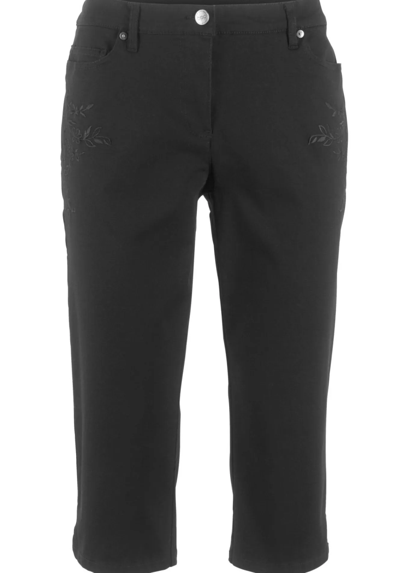 Pantalón capri de algodón con cintura cómoda y aberturas laterales