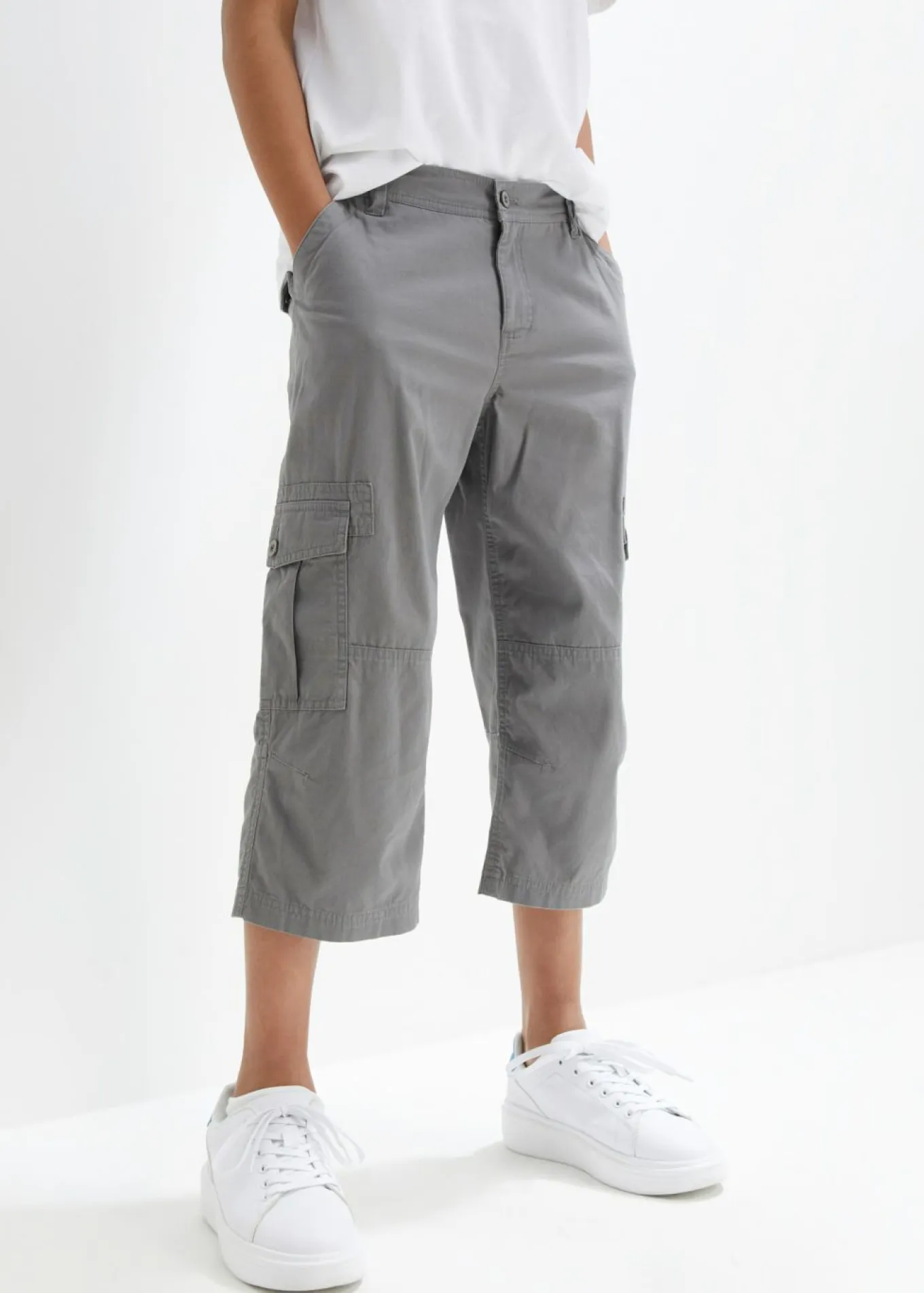 Pantalón capri de algodón puro con corte holgado
