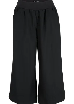 Pantalón capri de mezcla de lino y algodón