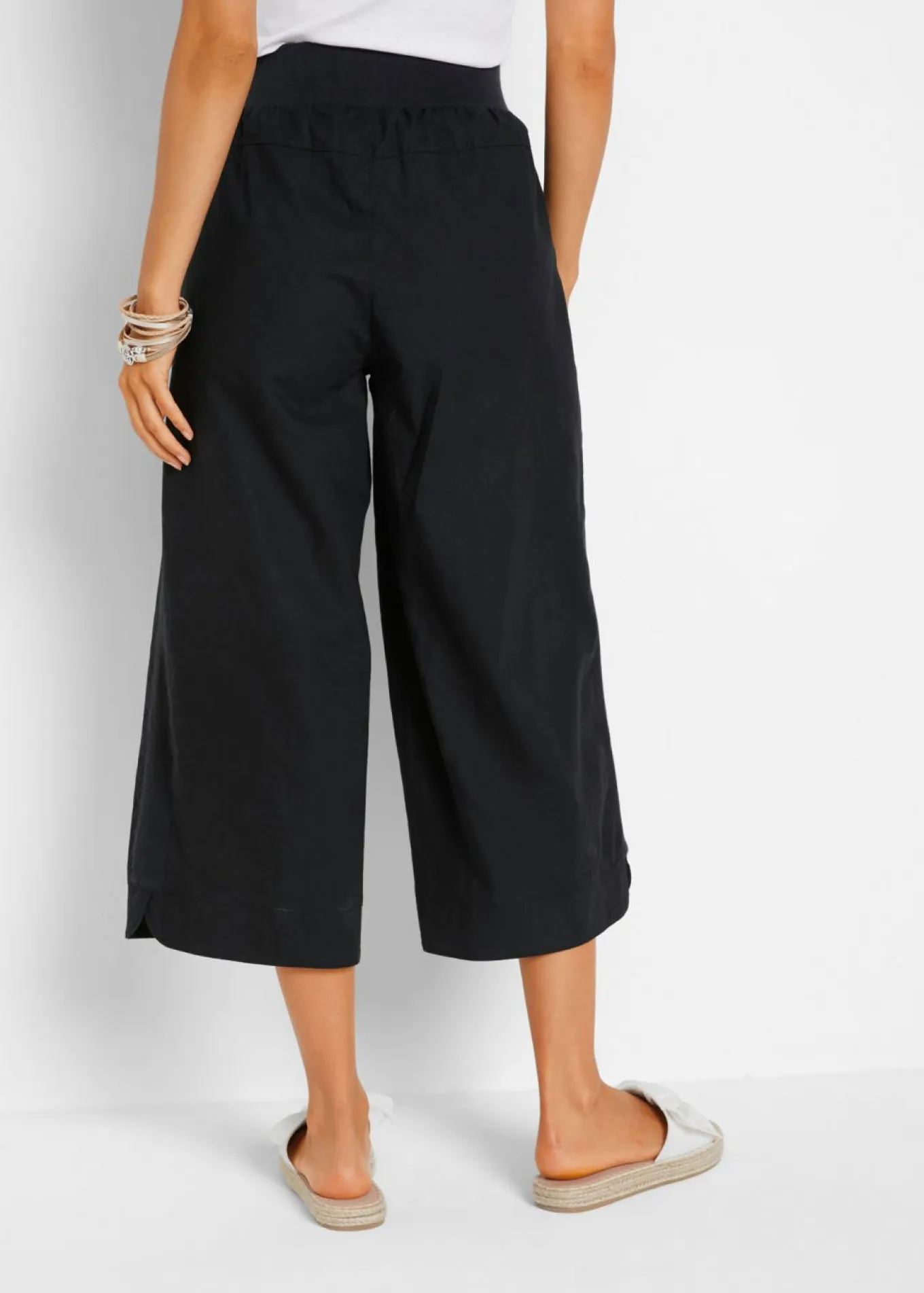 Pantalón capri de mezcla de lino y algodón